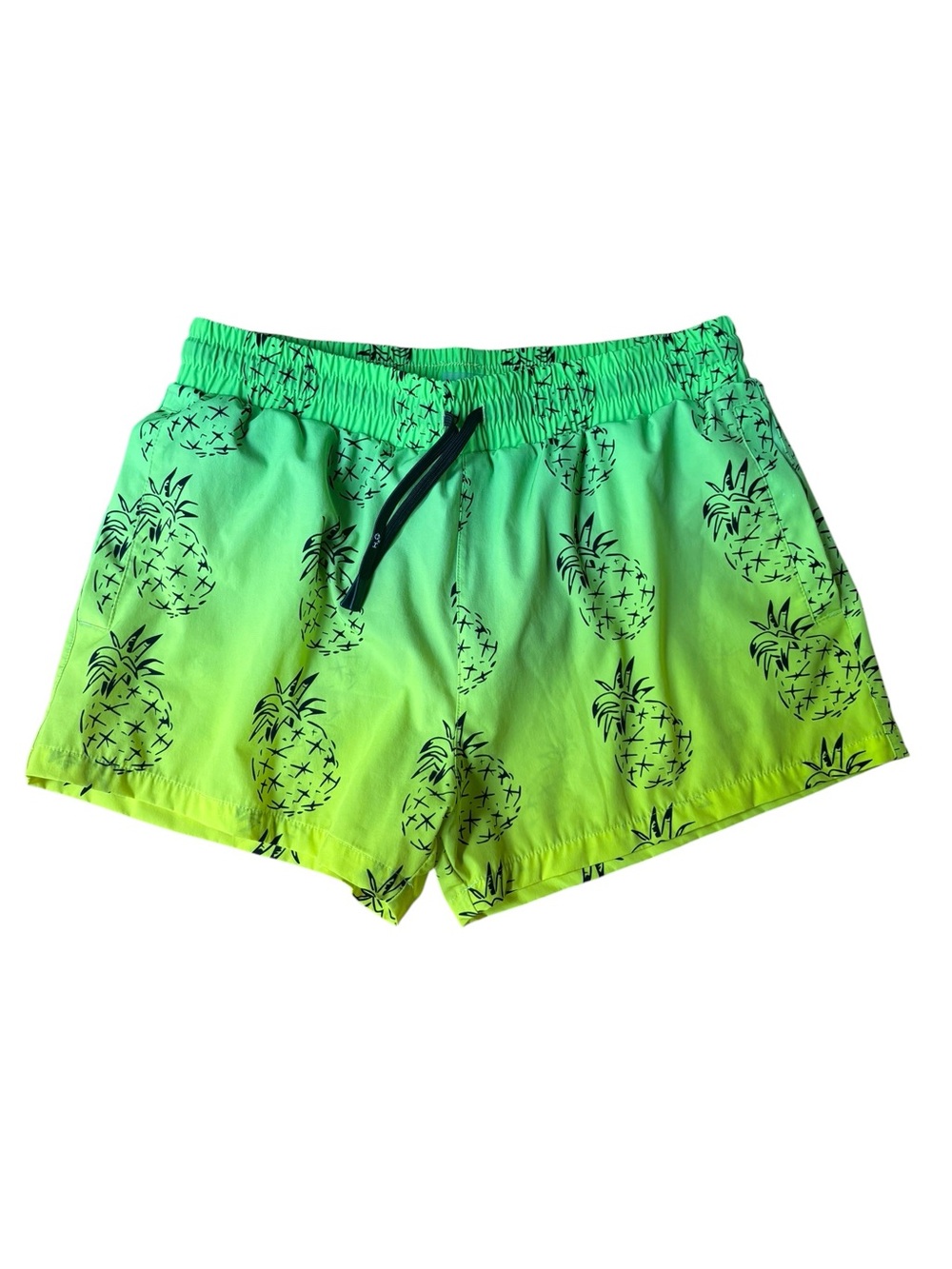Rounderbum swim trunks H2O Lift tech green and yellow Pineapple Men’s size XL
